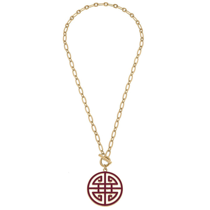 Tara Game Day Greek Keys Enamel Pendant Necklace: Blue