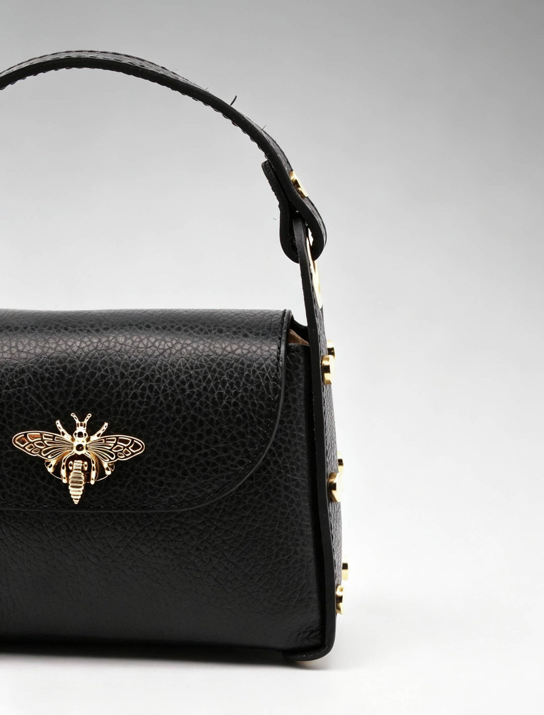 Mini Leather Bag Bee Clasp: Marrone