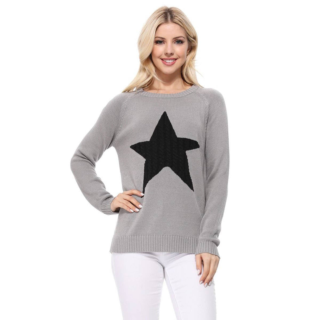 STAR SWEATER: BLACK/PINK / M