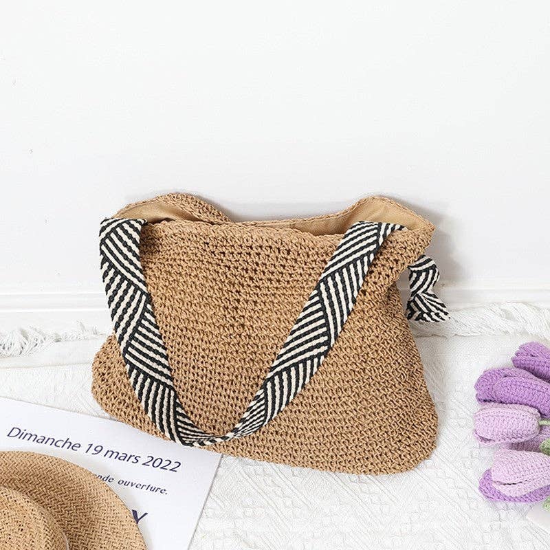 Straw Woven Beach Bag : COFFEE