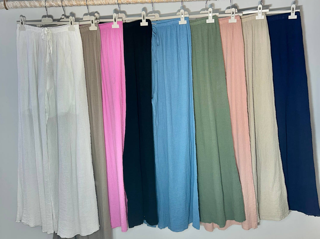 Cotton Wide Leg Pant: White