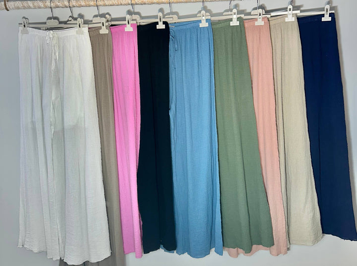 Cotton Wide Leg Pant: White