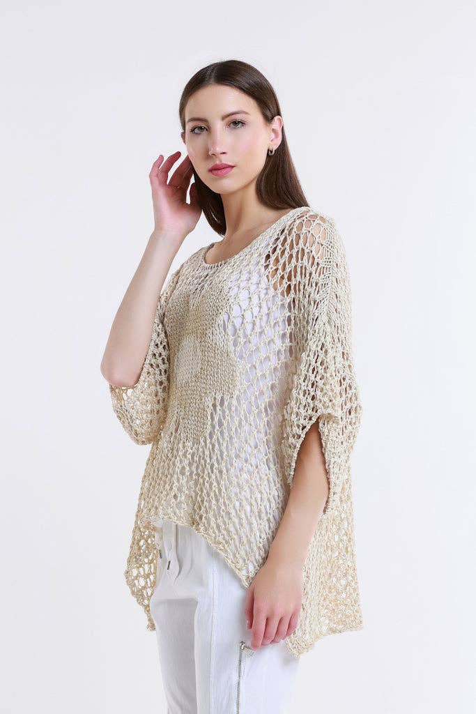 Daisy  Open Knit Sweater (BSS302D):White