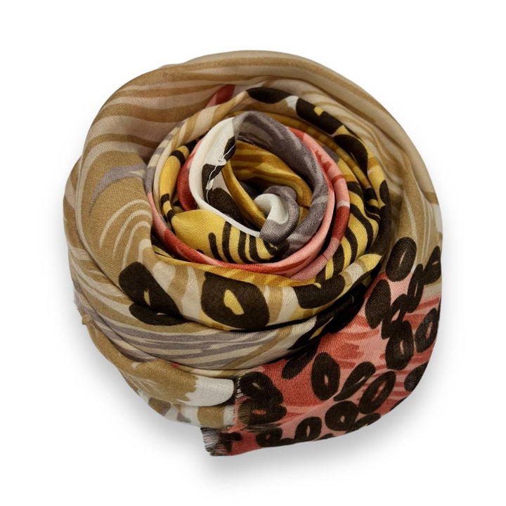 Big flower printed scarf: Hot Pink