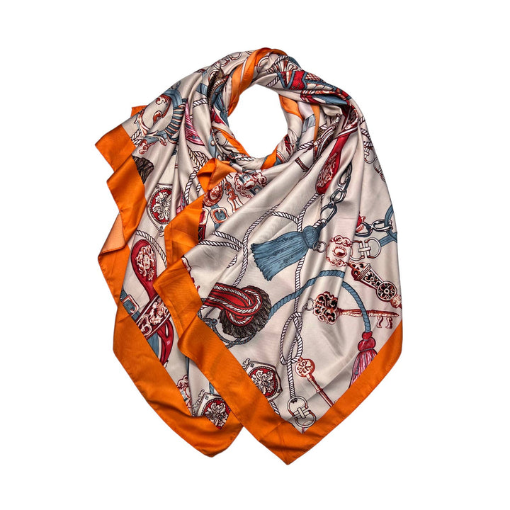 Horse bits long scarf: Orange