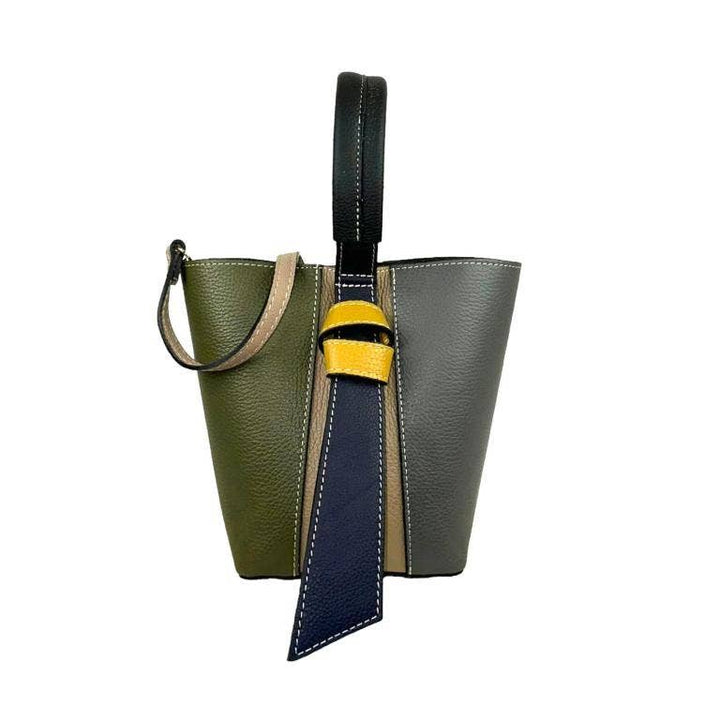 Multicolor Leather Bag: Olive Green