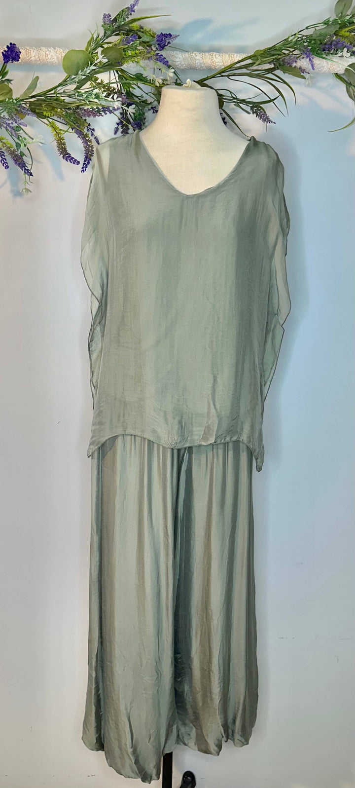 Silk palazzo pant: Petroleum