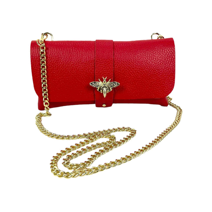Grain Leather Bag with Dragonfly Clasp: Bordeaux