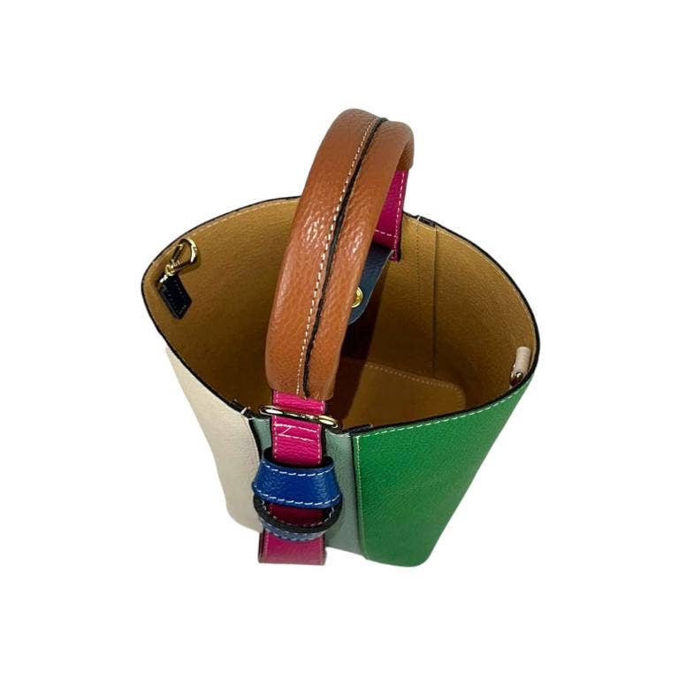 Multicolor Leather Bag:Black