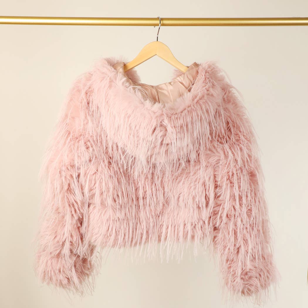 Faux Fur  ZIP JKT: Taupe / S/M