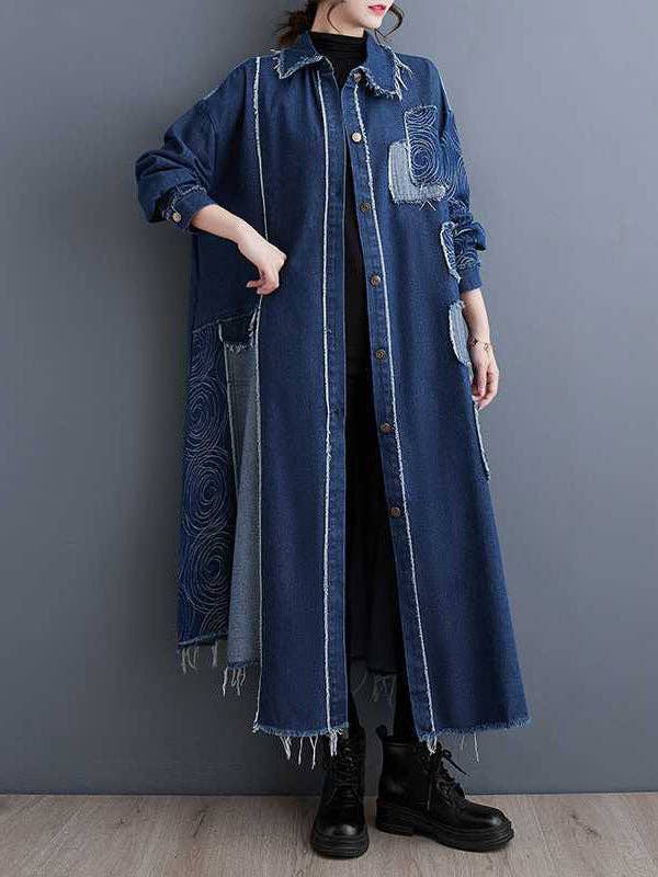 Asymmetric Button Duster: BLUE / O/S