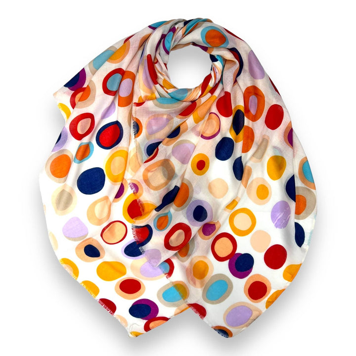 Retro style dots scarf : White