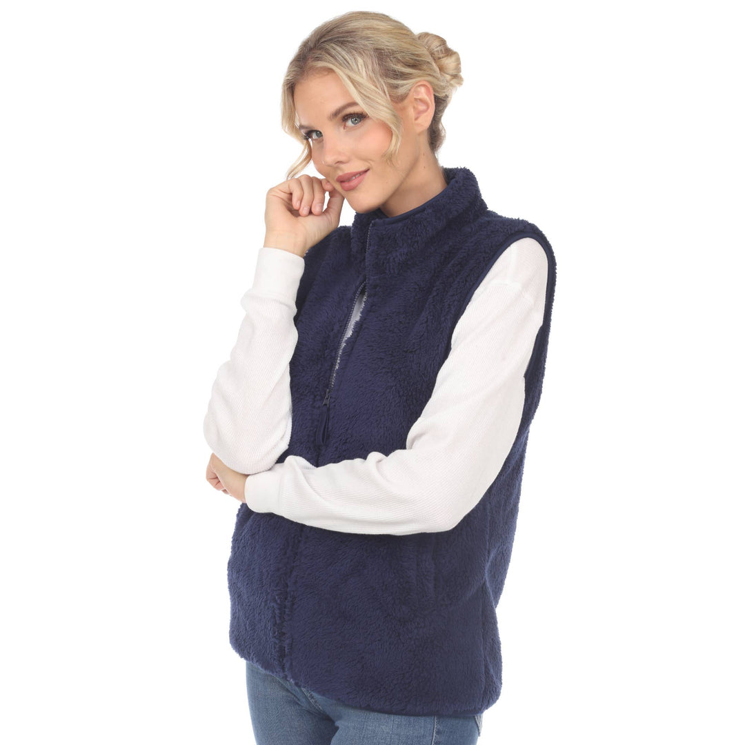 Zip up sherpa vest: Black / S