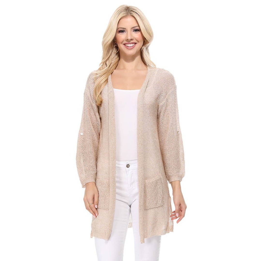 Cardigan with Pockets: TAUPE / ML