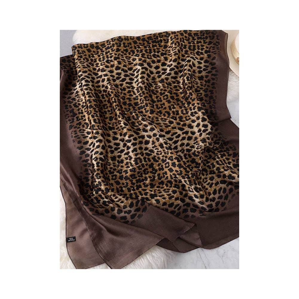 Sheer Trend - Stylish Leopard Gradient Silk Scarf: CAMEL / FREE SIZE