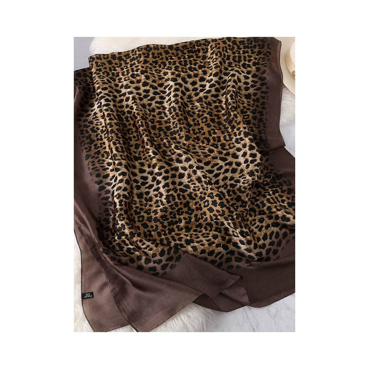 Sheer Trend - Stylish Leopard Gradient Silk Scarf: KHAKI / FREE SIZE