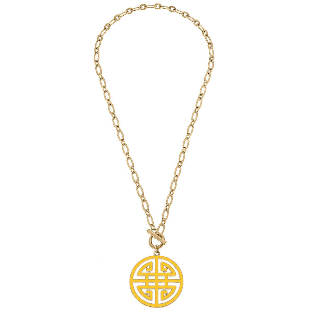 Tara Game Day Greek Keys Enamel Pendant Necklace: Blue