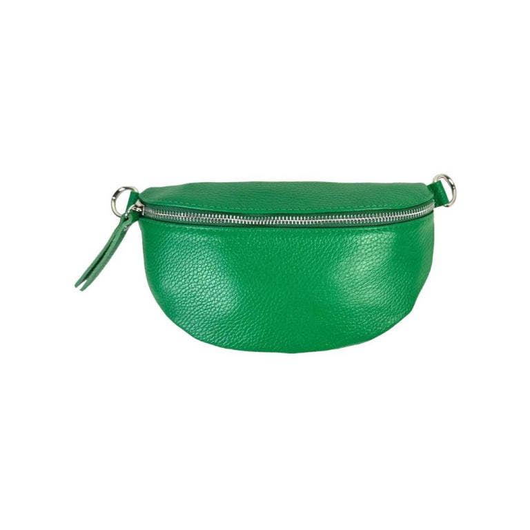 Italian Leather Waist Bag with Zipper: Red