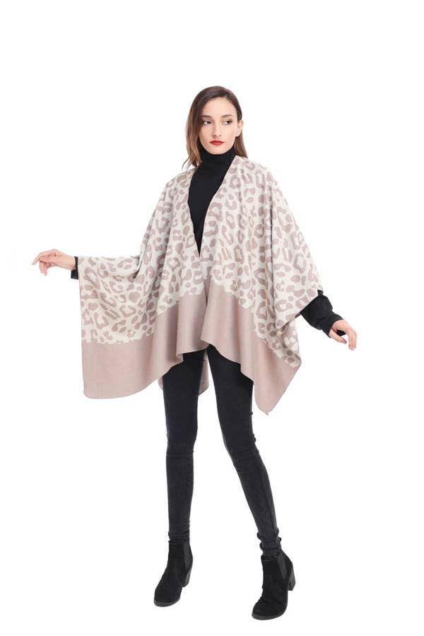 Cheetah Print Reversible Cape: 01 Khaki