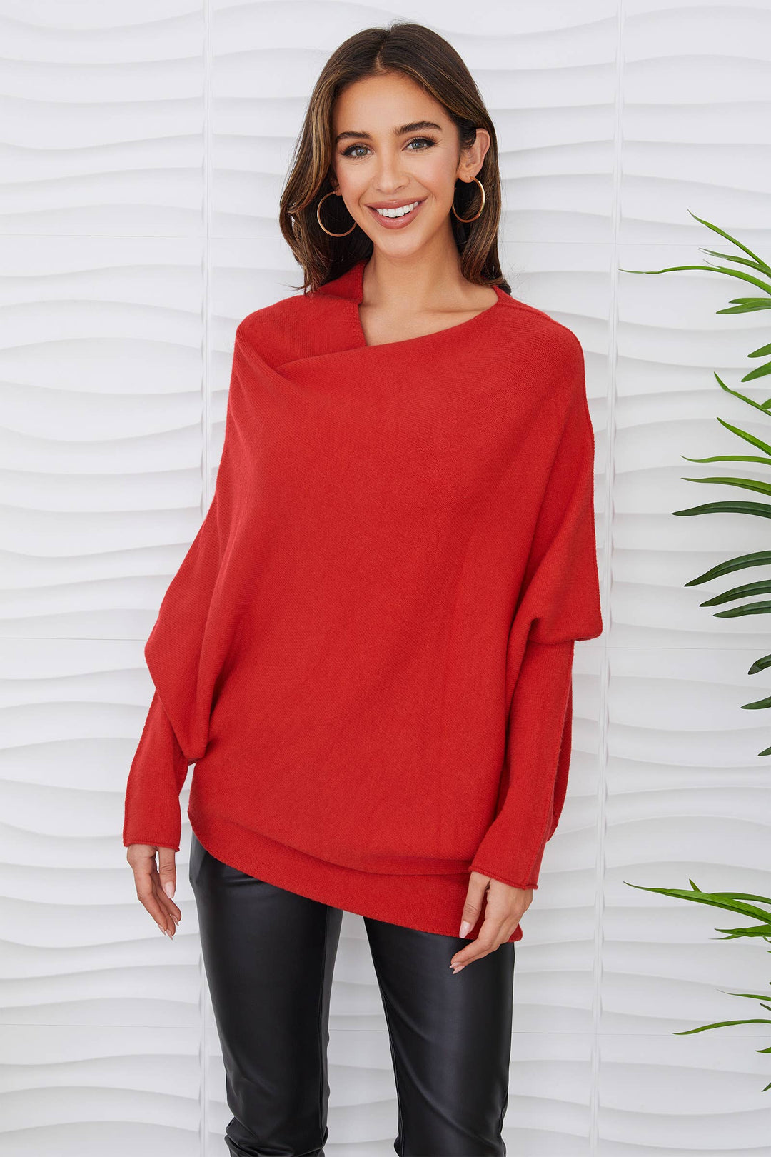 ASYM SWEATER (RED): M/L