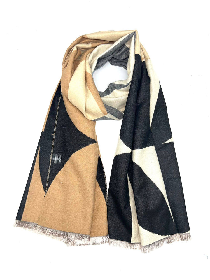 HH-275 Chic Scarf with GeoPattern: Black