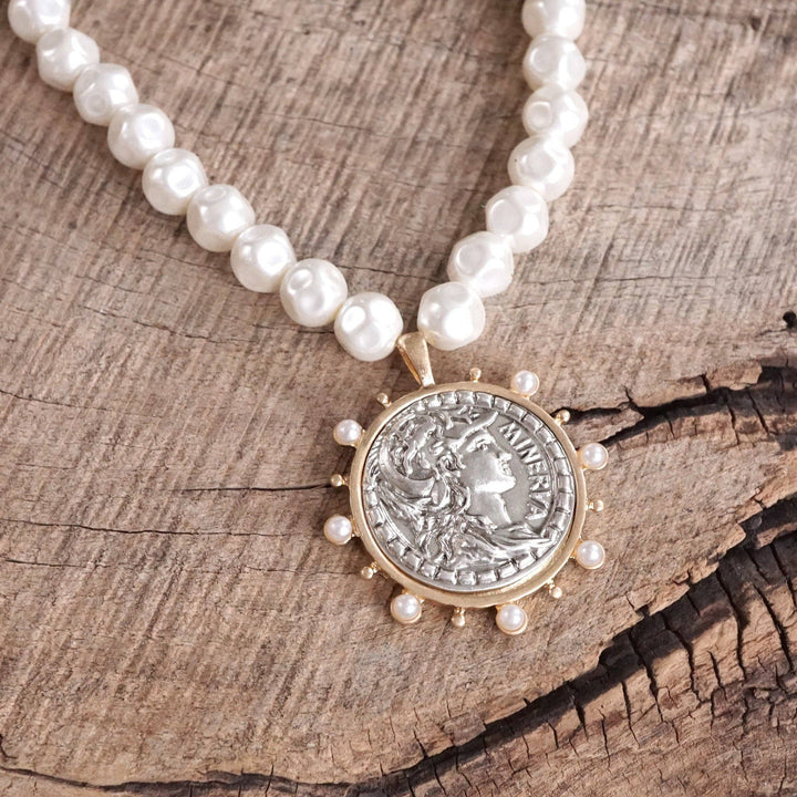 Coin and Pearl Neck – Gold and Silver