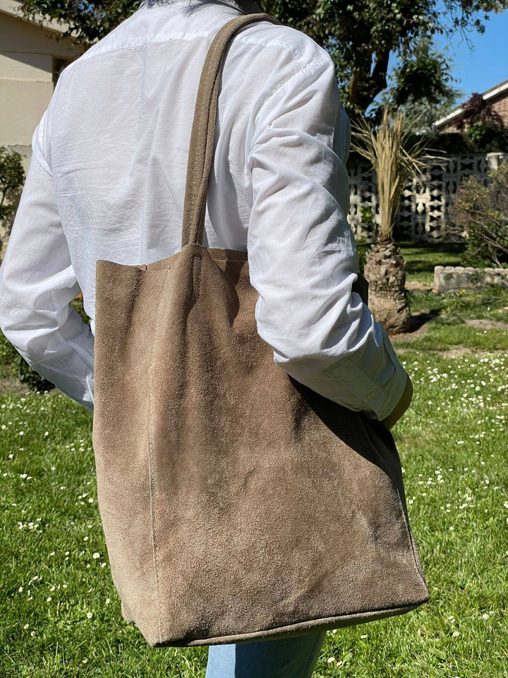 Italian Leather Bag Suede: Black