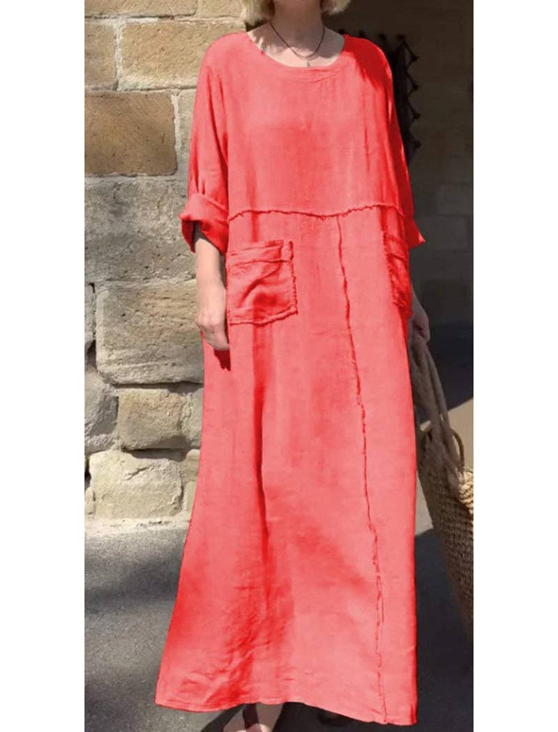 Pocket Maxi Dress: YELLOW / S