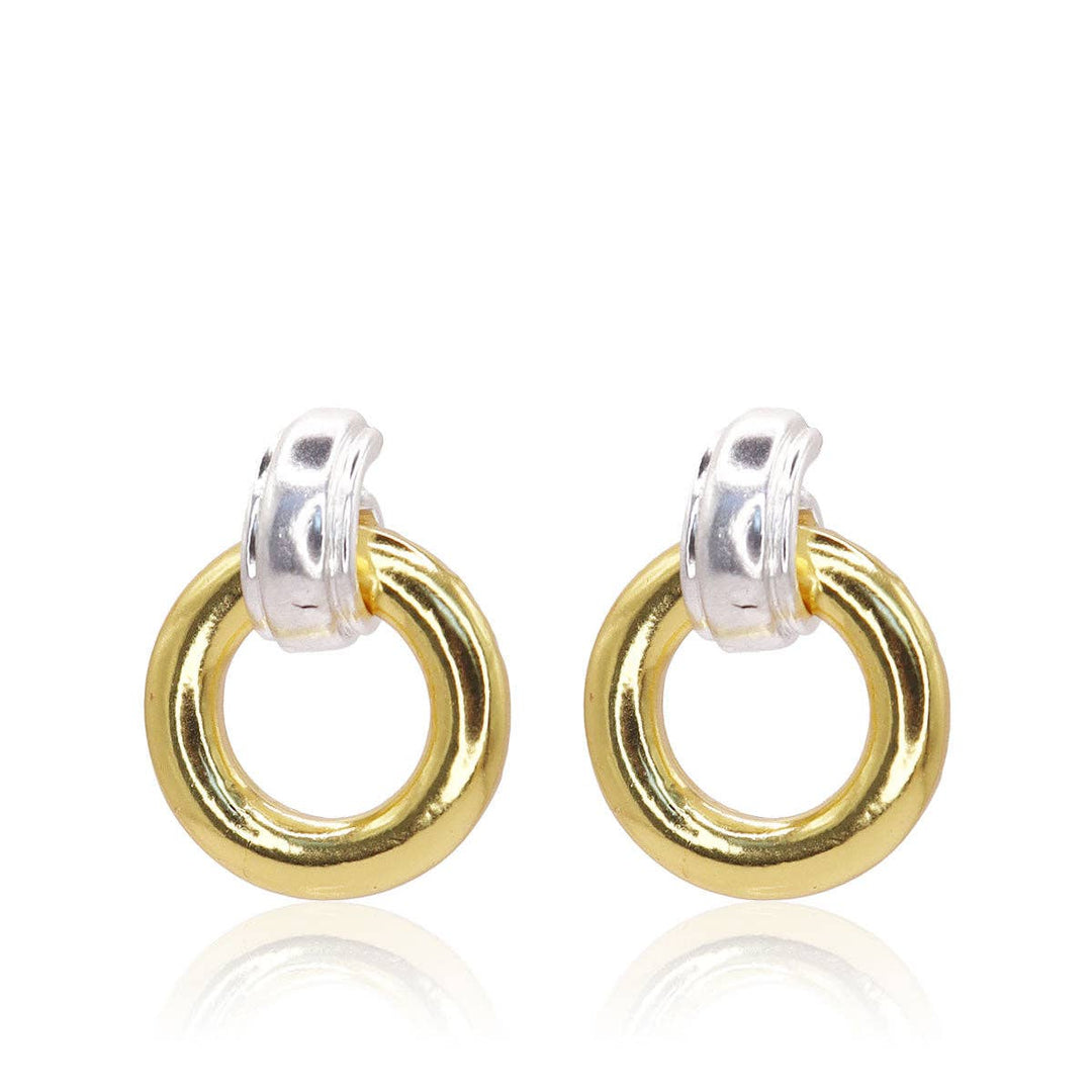 Mixed metal doorknocker earrings