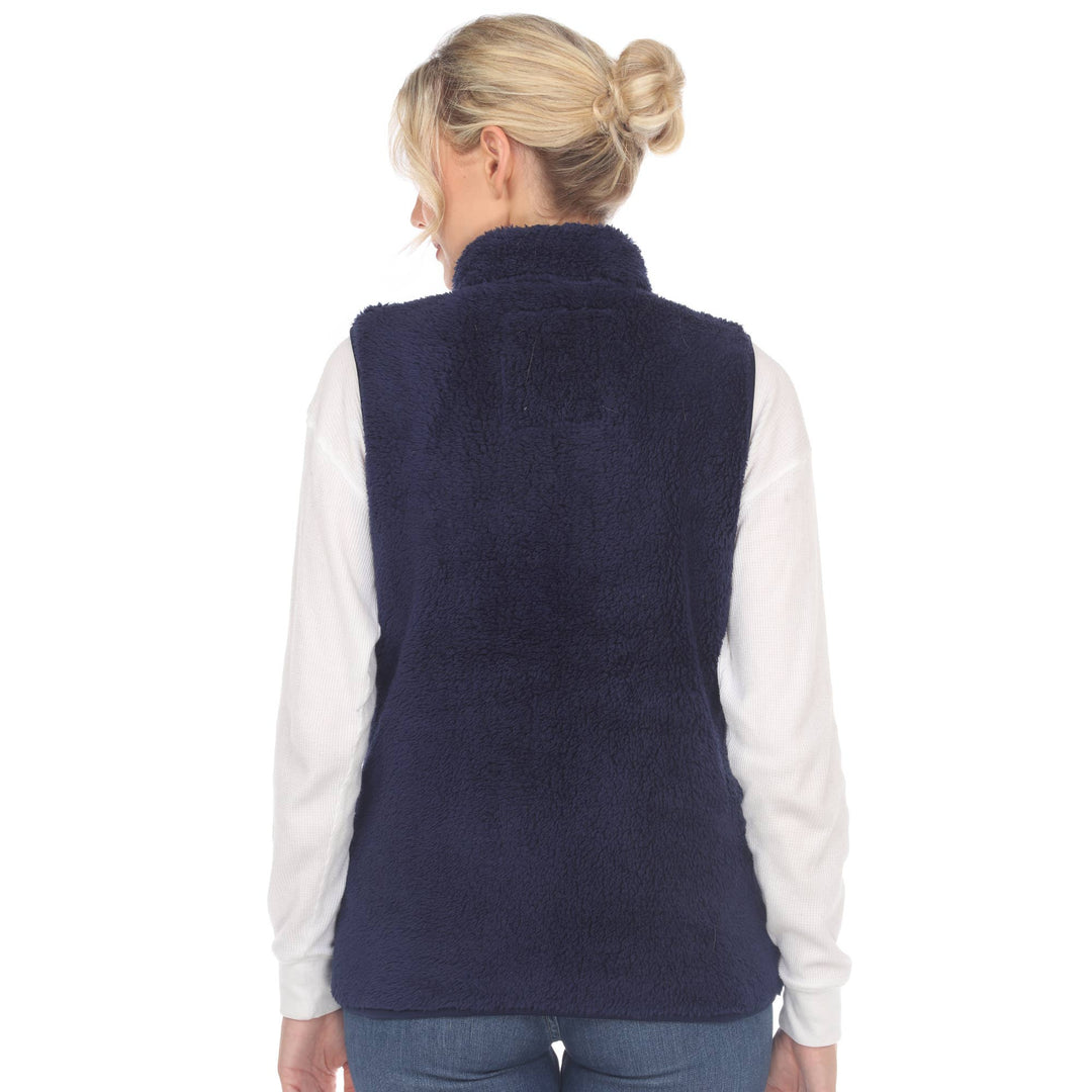 Zip up sherpa vest: Black / M