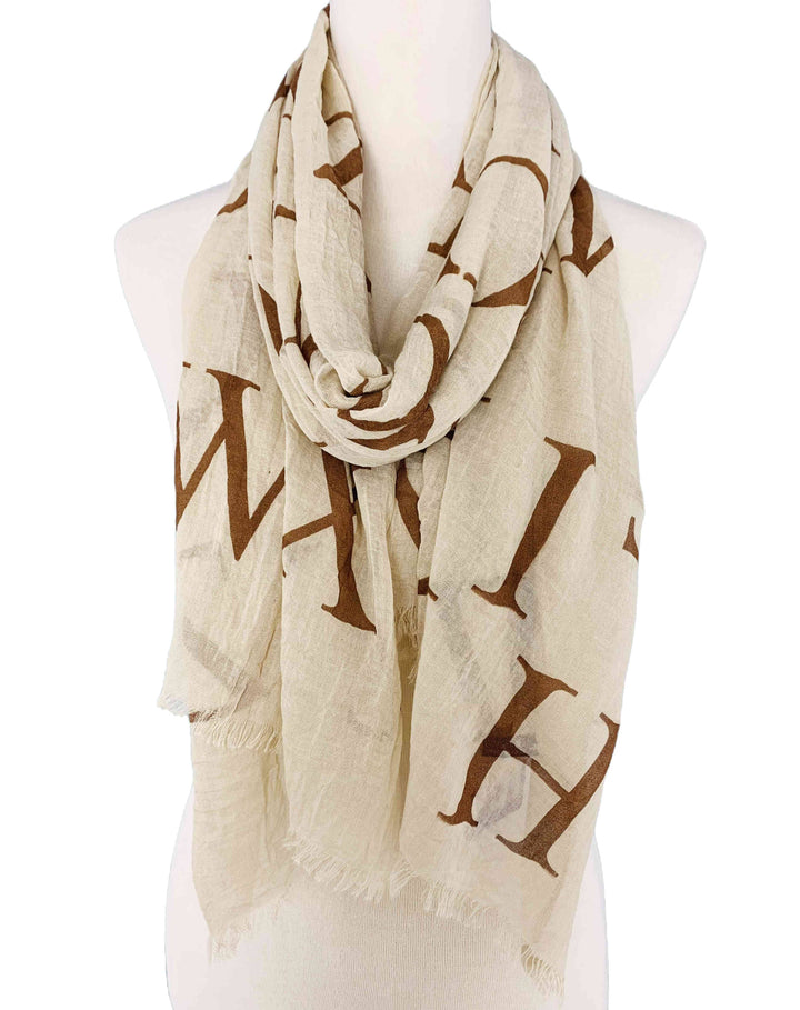 Alphabet Prints Scarf: Aqua