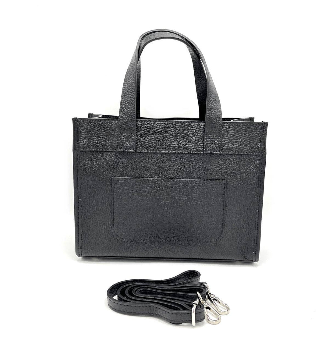 Italian leather bag,112442: Blk