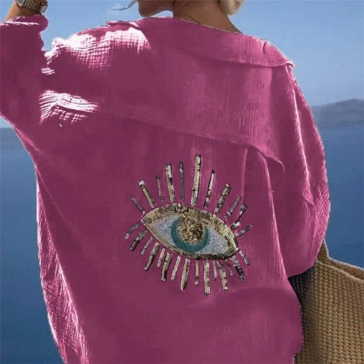 L/S Eye Shirt: WHITE / M