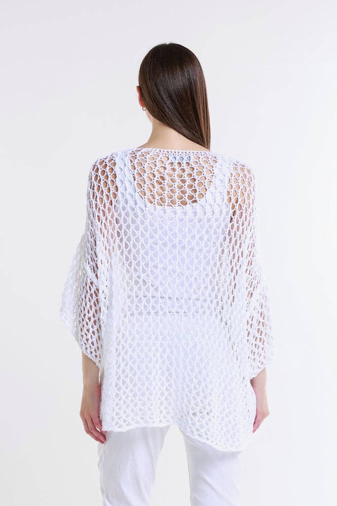 Daisy  Open Knit Sweater (BSS302D):White