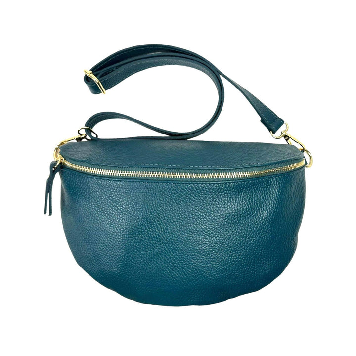 Large Italian Leather Waist Bag: Red
