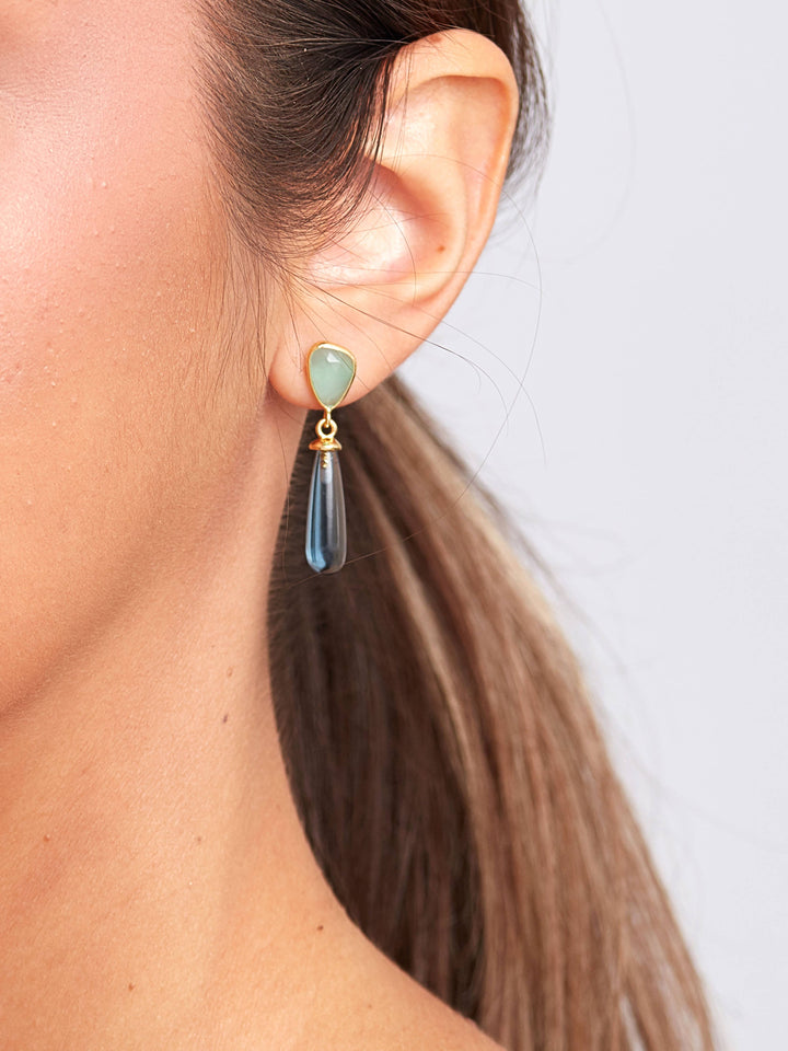 Adhara Earring - Blue Iolite & Aqua Chalcedony