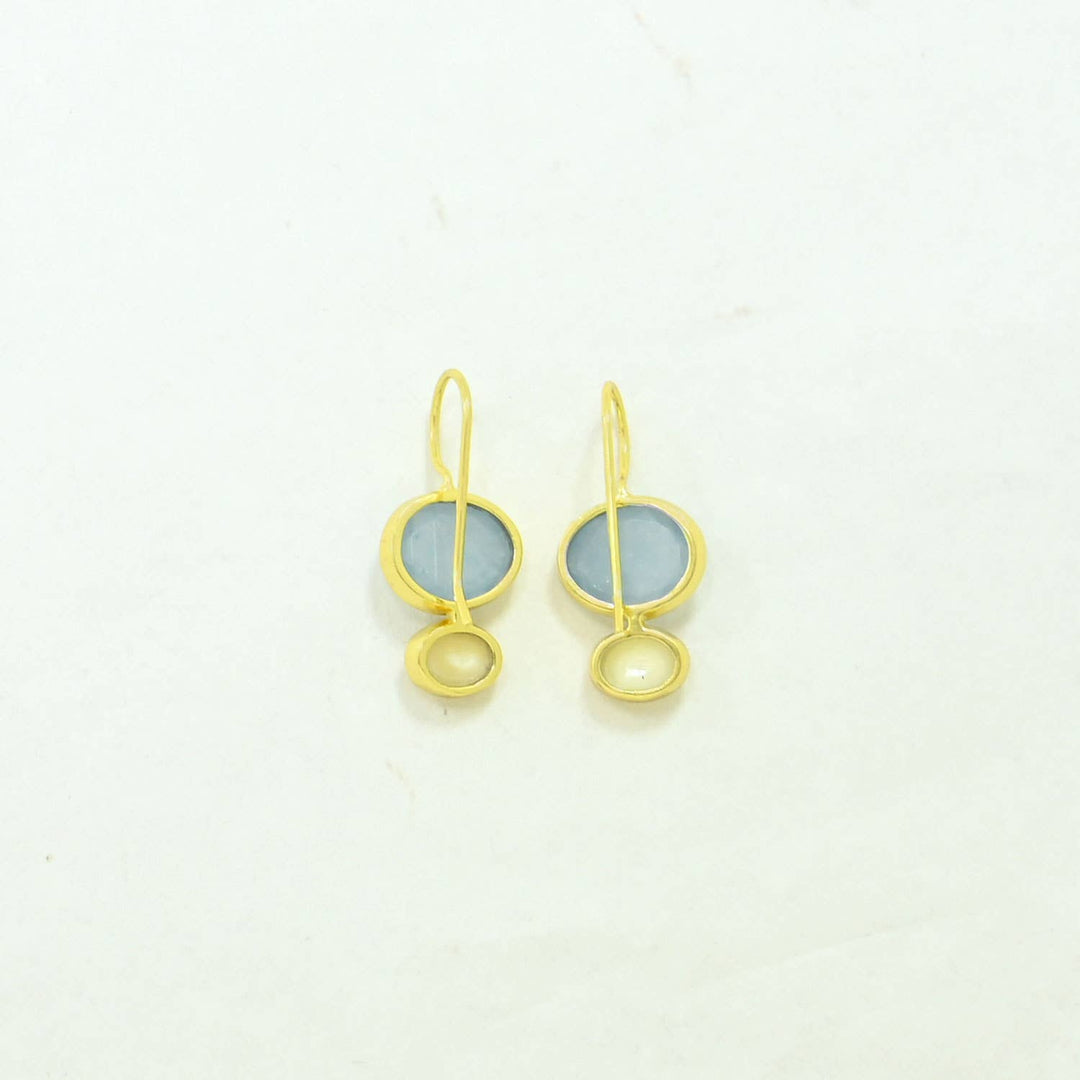 - Primrose Earring - Light Aqua Chalcedony & Pearl