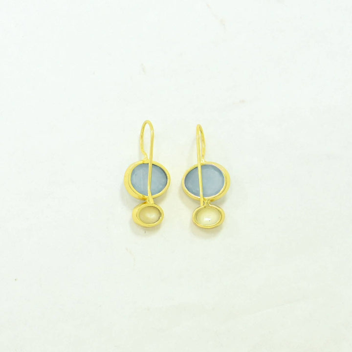 - Primrose Earring - Light Aqua Chalcedony & Pearl