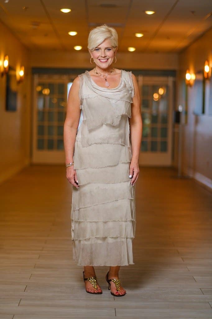 Aleena Silk Maxi Ruffle Dress (DT215):Orchid