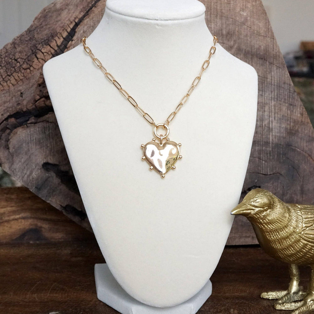 Modern  Heart Paperclip Neck - Gold