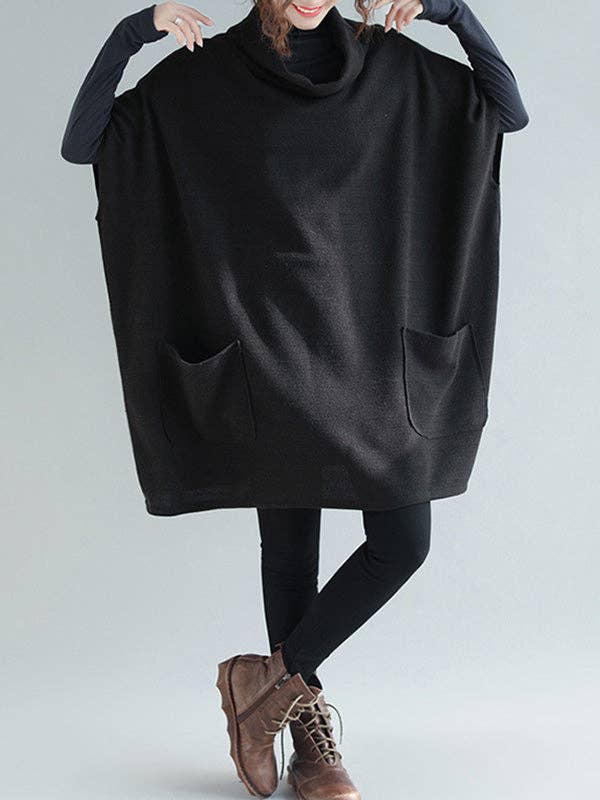 Solid Color Pullovers: BLACK / One_size