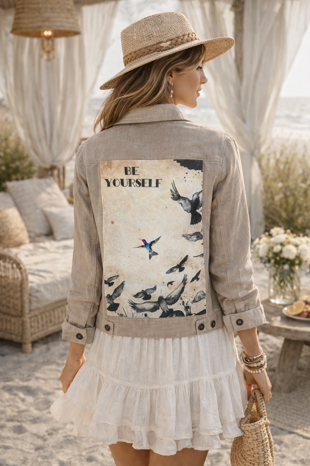 “Be Yourself” Linen Jacket: M