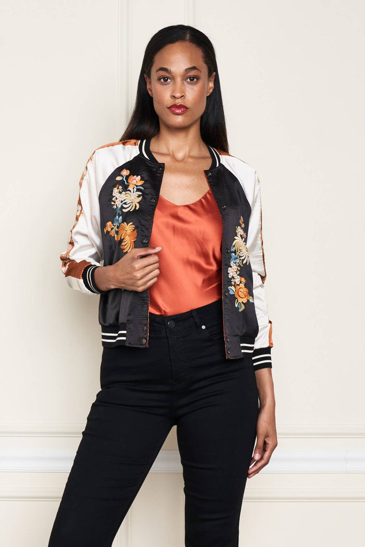 Reversible Satin Rust Jkt: Black/ M