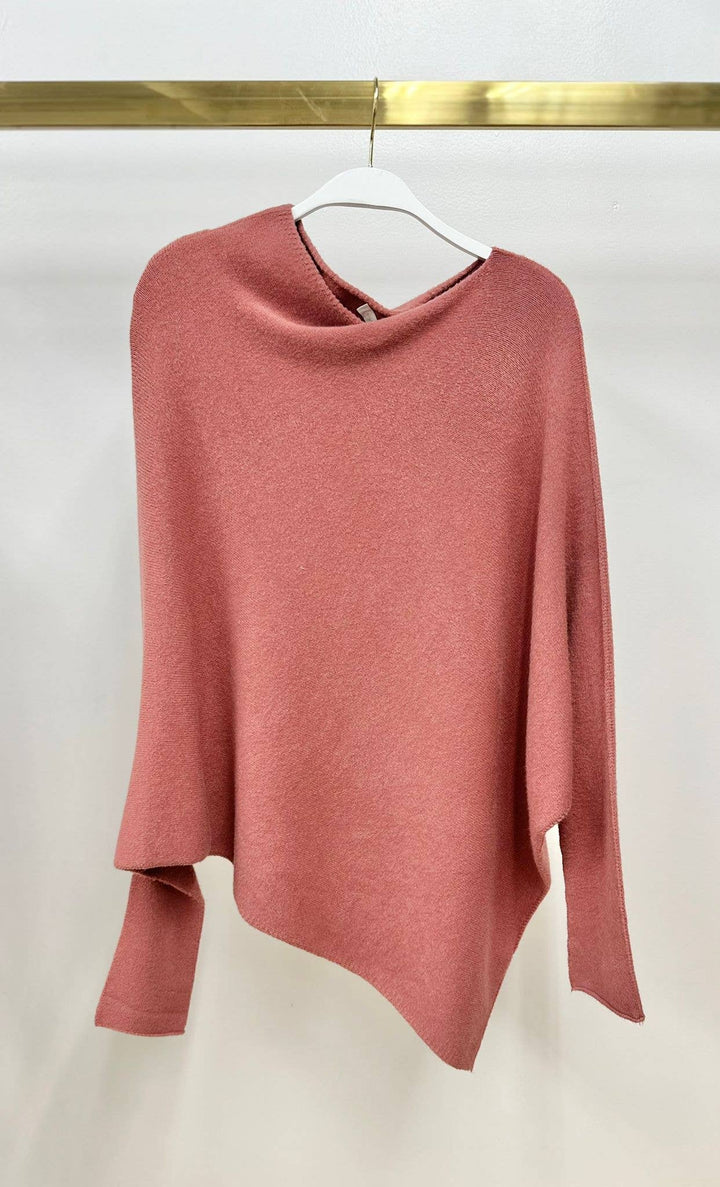 ASYMMETRICAL SWEATER-TERRA COTTA: S