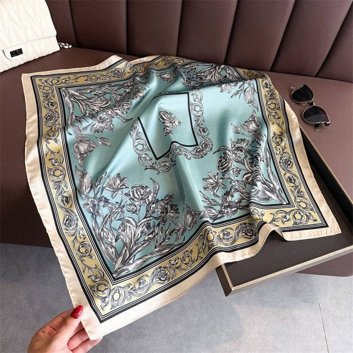 Sheer Trend - Fashion Print Square Scarf: BLUE