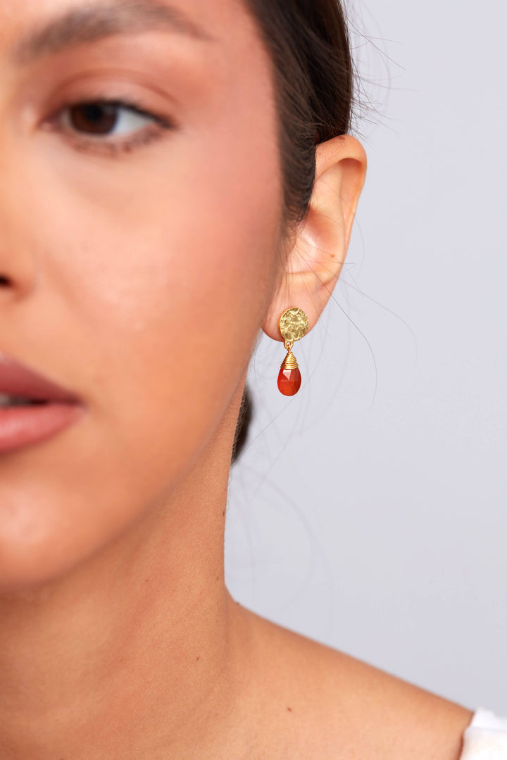 Abigail Earring Gold Plated - Carnelian