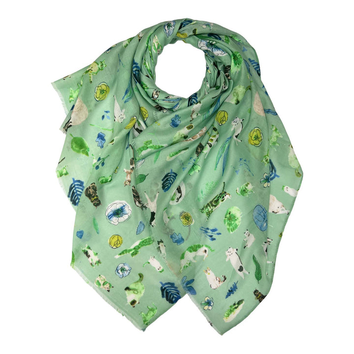 Animal cat print on scarf: Beige