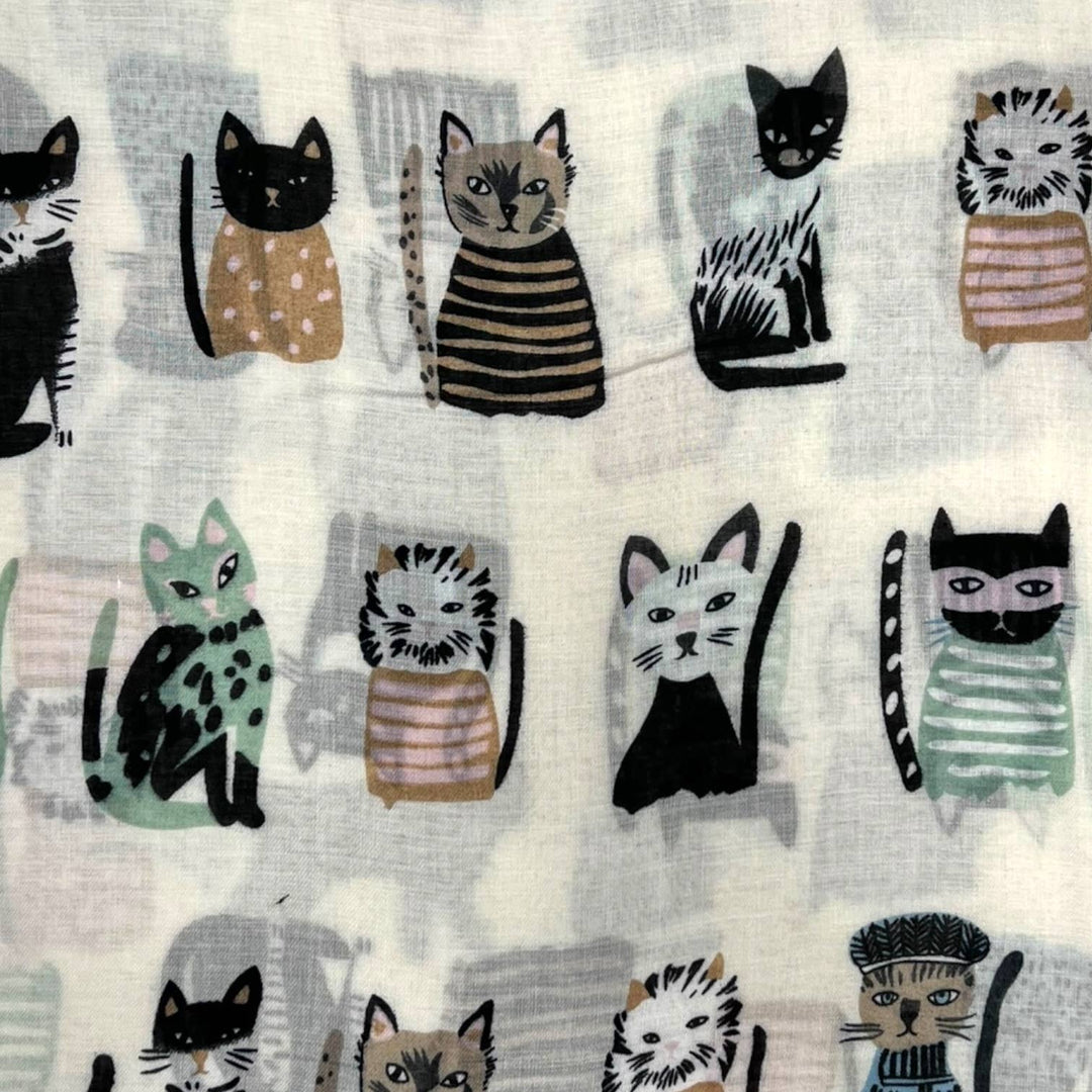 Cats wearing hats print scarf: Black
