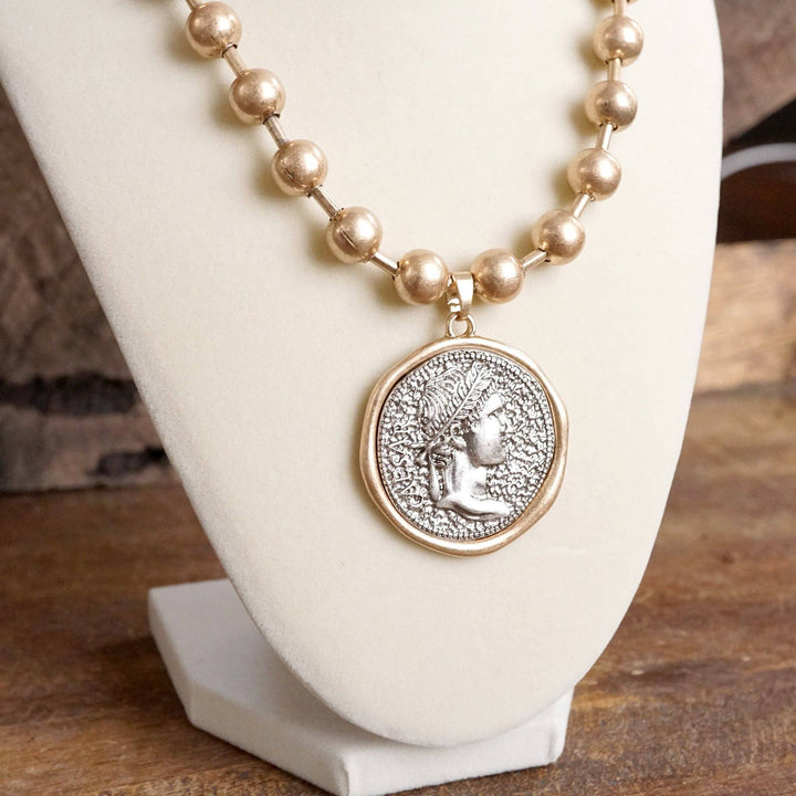 Coin Chunky Ball Chain  Neck: Silver