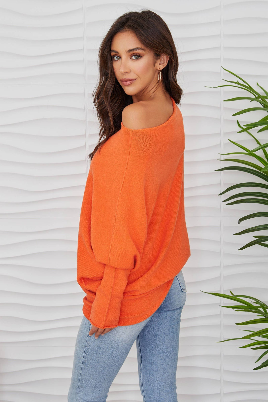 ASYMMETRICAL SWEATER (ORANGE): XS/S